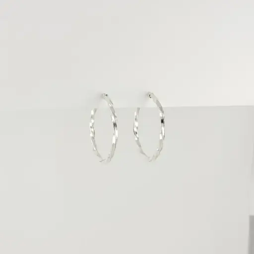 [P-AR-263] Argollas en plata ley 925 entorchadas 4 cm