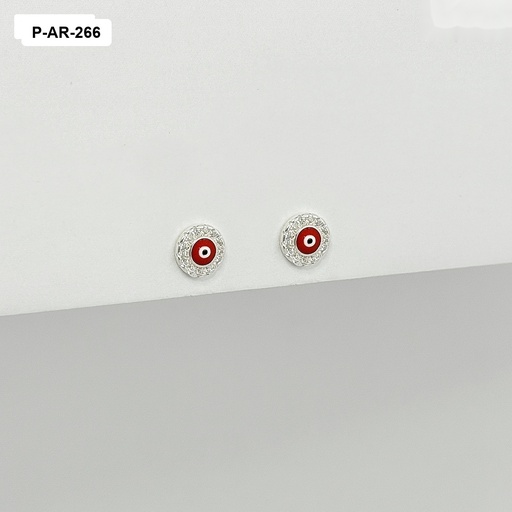 [P-AR-266] Topo plata 925 micro circón ojitos rojos