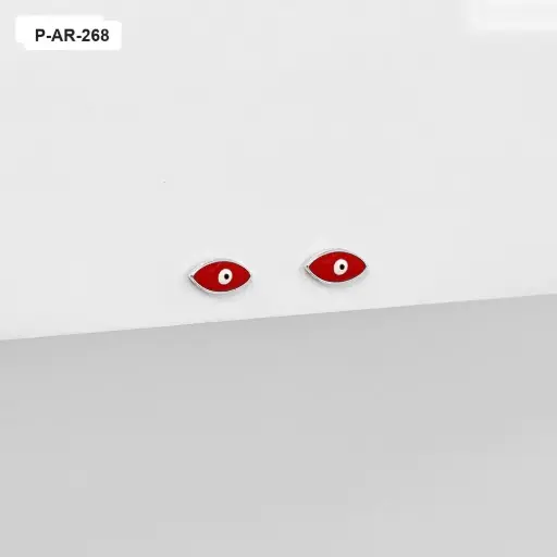 [P-AR-268] Topo plata 925 ojitos ovalados rojos