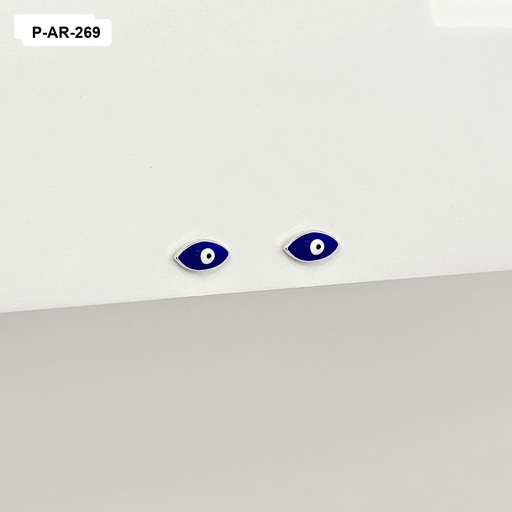 [P-AR-269] Topo plata 925 ojitos ovalados azules