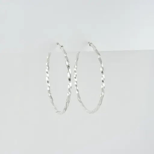 [P-AR-285] Argollas en plata ley 925 entorchadas 6 cm