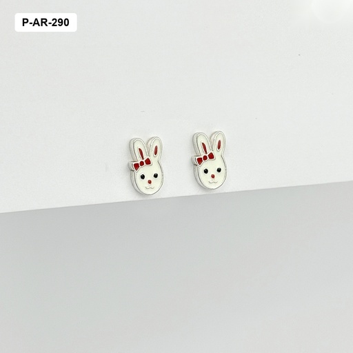 [P-AR-290] Topo plata 925 conejito esmaltado