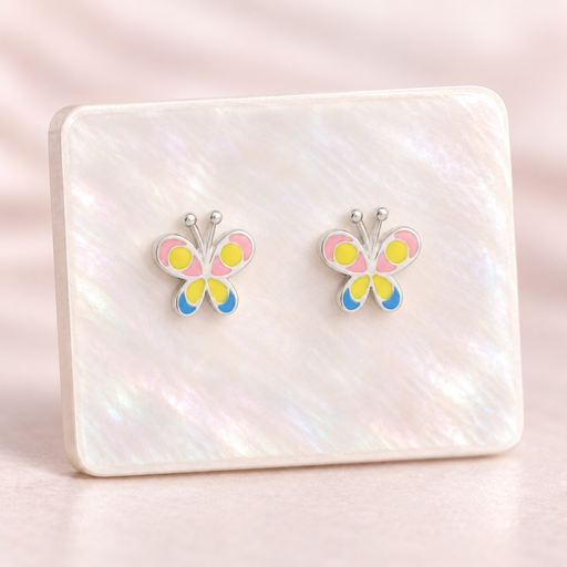 [P-AR-292] Topo plata 925 mariposa esmaltado