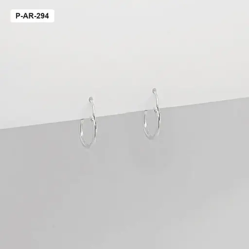 [P-AR-294] Argolla plata 925 lisa gancho anzuelo 1cm