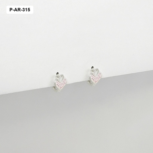 [P-AR-315] Argolla plata 925 huggie circones rosa1,5cm