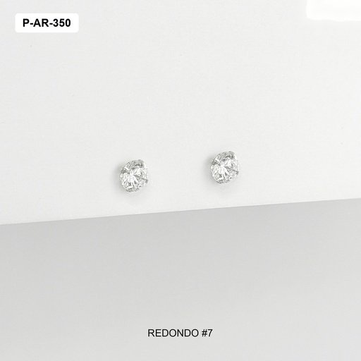 [P-AR-350] Topo en plata ley 925 cristal redondo blanco n7