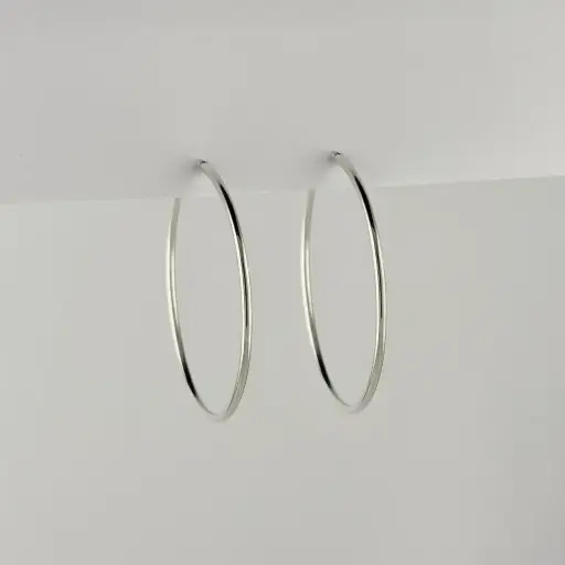 [P-AR-356] Argollas en plata ley 925 lisa tipo hilo 4.5 cm