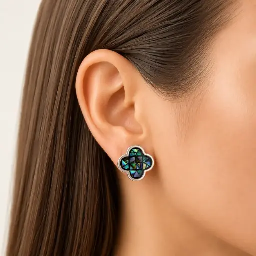 [P-AR-358] Topo en plata ley 925 van cleef boreal 1.5 cm