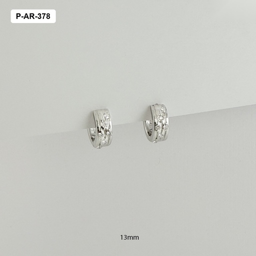 [P-AR-378] Argolla plata ley 925 b. rodio huggie ancha circones 1.3 cm