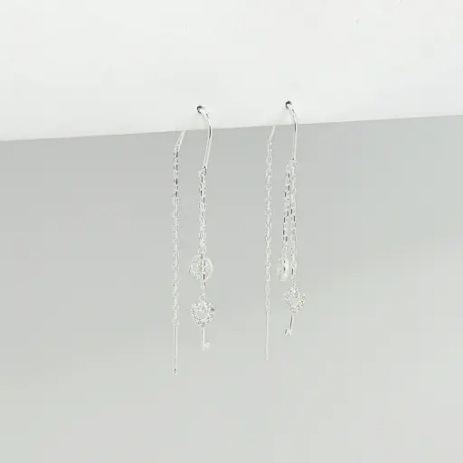 [P-AR-393] Aretes en plata ley 925 sistema pasar llave 2
