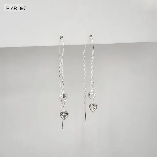 [P-AR-397] *ARETES EN PLATA LEY 925 SISTENA PASAR CORAZÓN