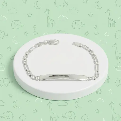 [P-PL-136] Pulsera en plata ley 925 esclava placa 4.5 cm para niños tejido cartier escalera 14cm