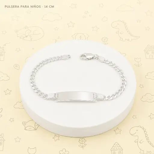 [P-PL-146] Pulsera en plata ley 925 esclava para niños tejido barbada 14cm