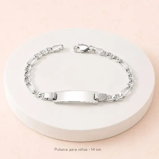 [P-PL-148] Pulsera en plata ley 925 esclava para niños tejido cartier escalera 14cm