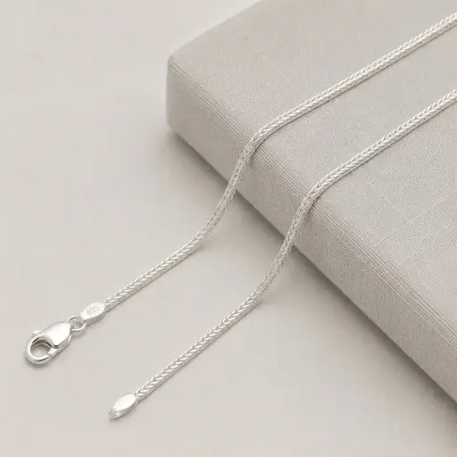 [P-CD-132] Cadena en Plata ley tejido espiga plana 45 cm