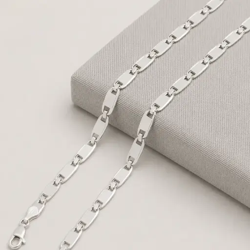 [P-CD-133] Cadena plata 925 tejido plano 5mm 65 cm