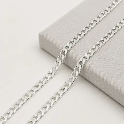 [P-CD-160] Cadena plata 925 tejido barbada 50cm 4mm