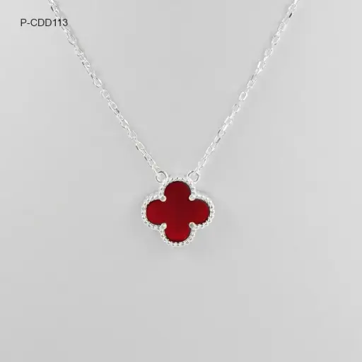 [P-CDD-113] *COLLAR EN PLATA LEY 925 VAN CLEEF ROJO