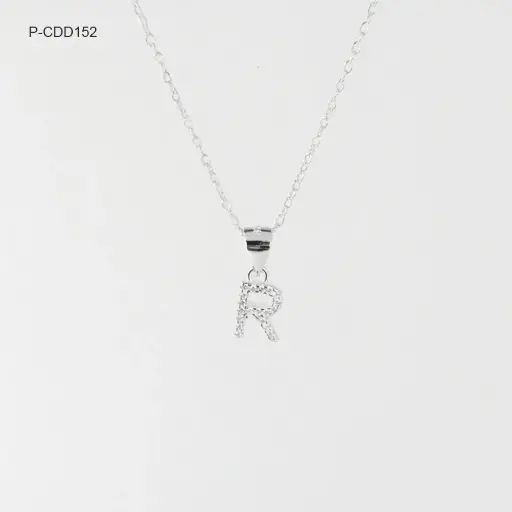 [P-CDD-152] Collar en plata ley 925 dije inicial microcircones 9 mm