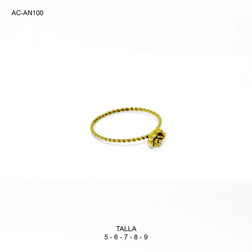 [AC-AN-100] Anillo en acero gold flor