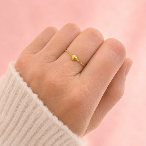 [AC-AN-101] Anillo en acero gold corazón