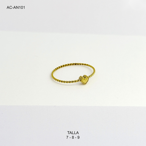 [AC-AN-101] Anillo en acero gold corazón
