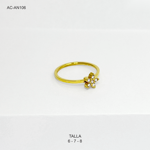 [AC-AN-106] Anillo en acero flor circonia