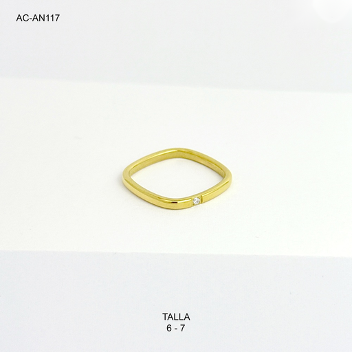[AC-AN-117] Anillo en acero gold cuadrado circón