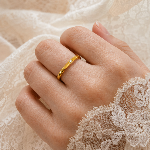 [AC-AN-117] Anillo en acero gold cuadrado circón