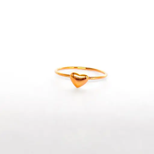 [AC-AN-119] Anillo en acero gold rose corazón liso