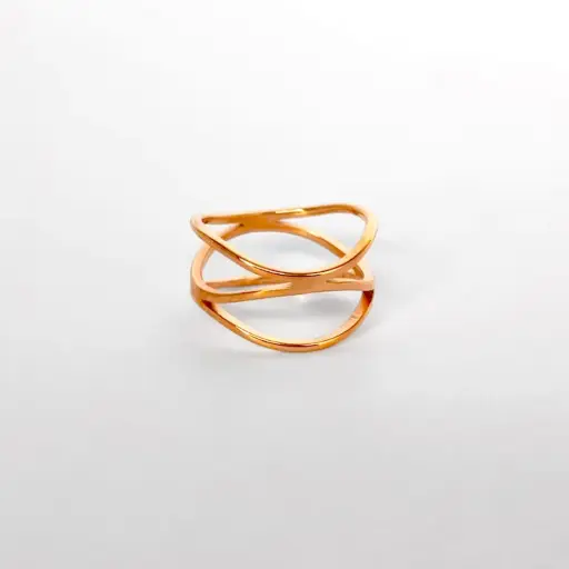 [AC-AN-135] Anillo en acero gold rose aro triple unido