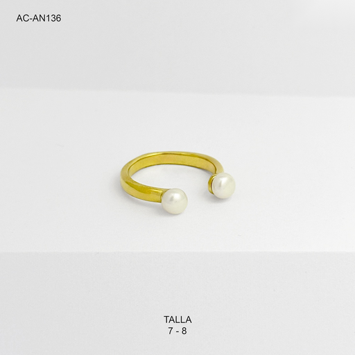 [AC-AN-136] Anillo en acero gold perlas ajustable