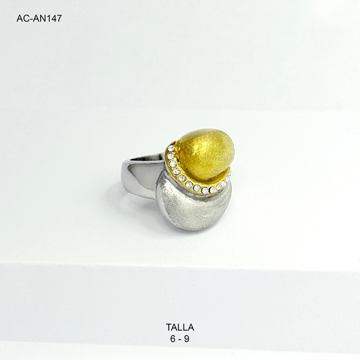 [AC-AN-147] Anillo en acero bicolor grande