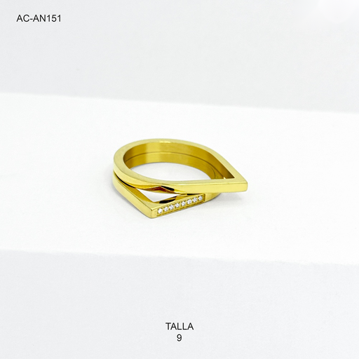 [AC-AN-151] Anillo en acero gold circones surtido