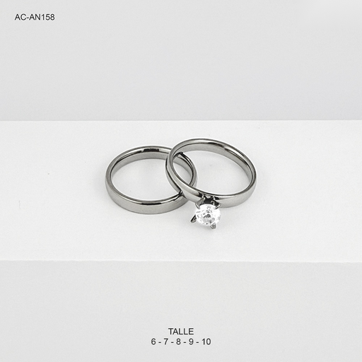 [AC-AN-158] Anillo en acero silver pisargolla simple juego x 2