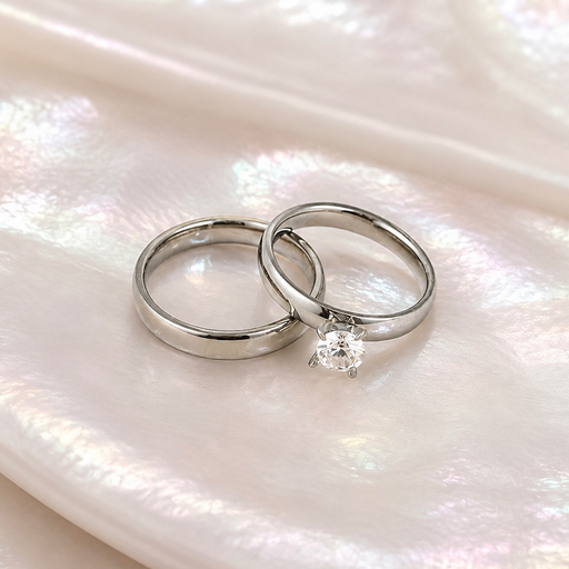 [AC-AN-158] Anillo en acero silver pisargolla simple juego x 2