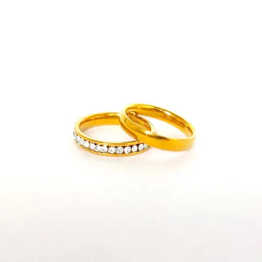 [AC-AN-161] Anillo en acero gold aro doble circones