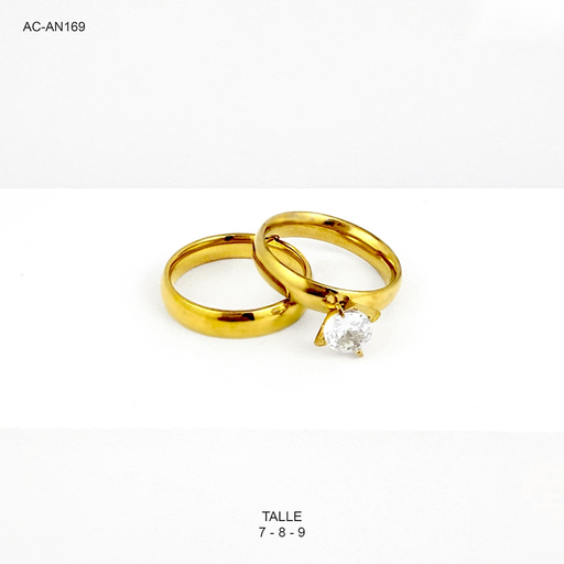 [AC-AN-169] Anillos en acero gold pisargolla juego