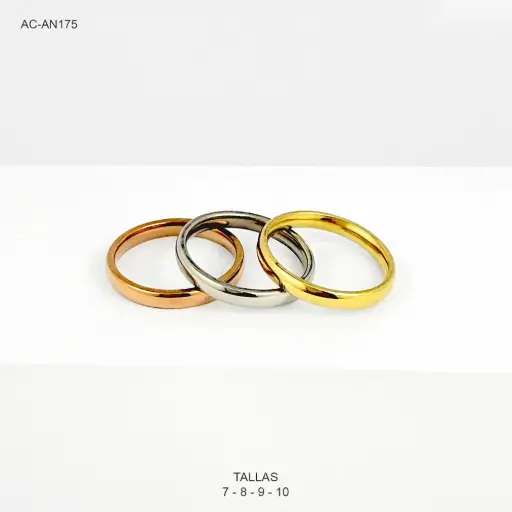 [AC-AN-175] Anillo en acero tres tonos aro triple