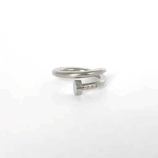 [AC-AN-176] Anillo en acero silver clavo cartier simple