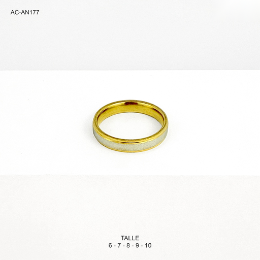 [AC-AN-177] Anillo en acero bicolor aro alianza modelo 2