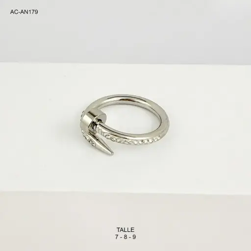 [AC-AN-179] Anillo en acero silver clavo cartier circones