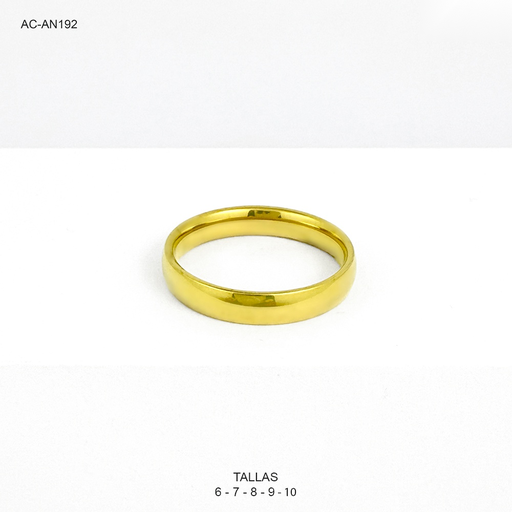[AC-AN-192] Anillo en acero inoxidable gold aro liso tipo alianza modelo 2