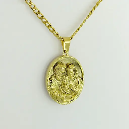 [AC-CDD-112] *CADENA CON DIJE EN ACERO GOLD / SILVER MEDALLA SAGRADA FAMILIA