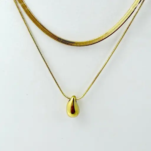[AC-CDD-123] *COLLAR EN ACERO GOLD DIJE GOTA