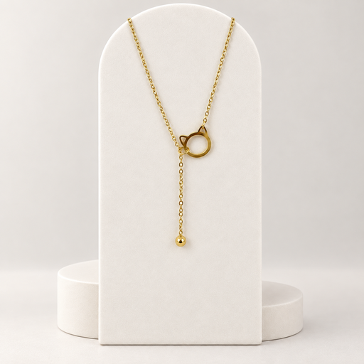 [AC-CDD-131] Collar en acero gold dije gato