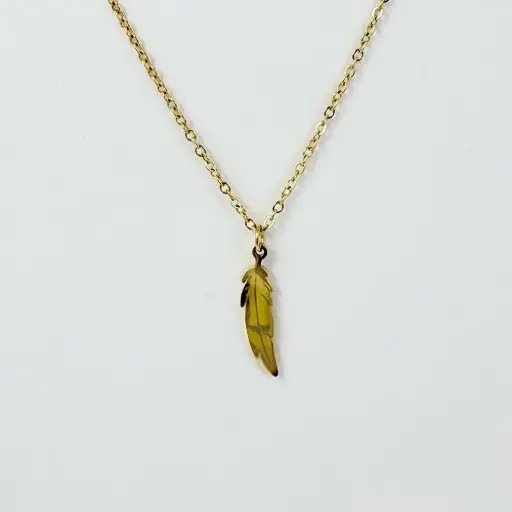 [AC-CDD-132] Collar en acero gold dije pluma