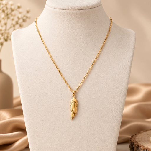 [AC-CDD-132] Collar en acero gold dije pluma