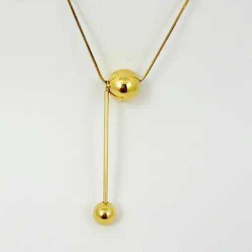 [AC-CDD-133] *COLLAR EN ACERO GOLD DIJES BOLAS / BARRAS