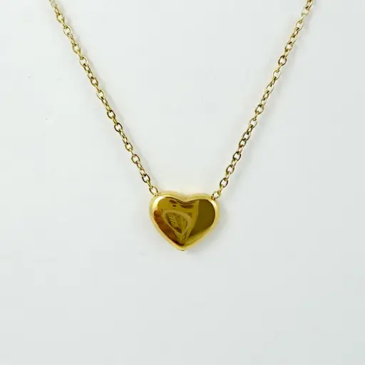 [AC-CDD-144] *COLLAR EN ACERO GOLD DIJE CORAZÓN LISO